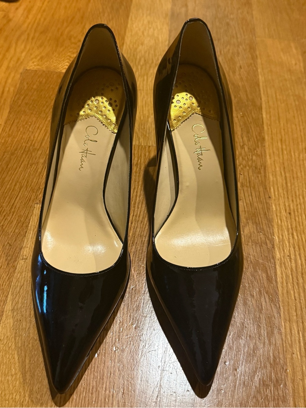 Cole Haan Black Patent Pointed Toe Heels
